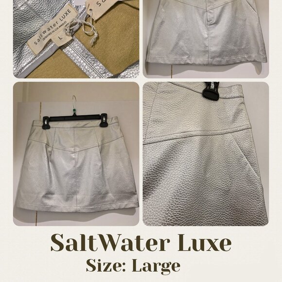 Silver Leather like Skirt - Picture 4 of 4